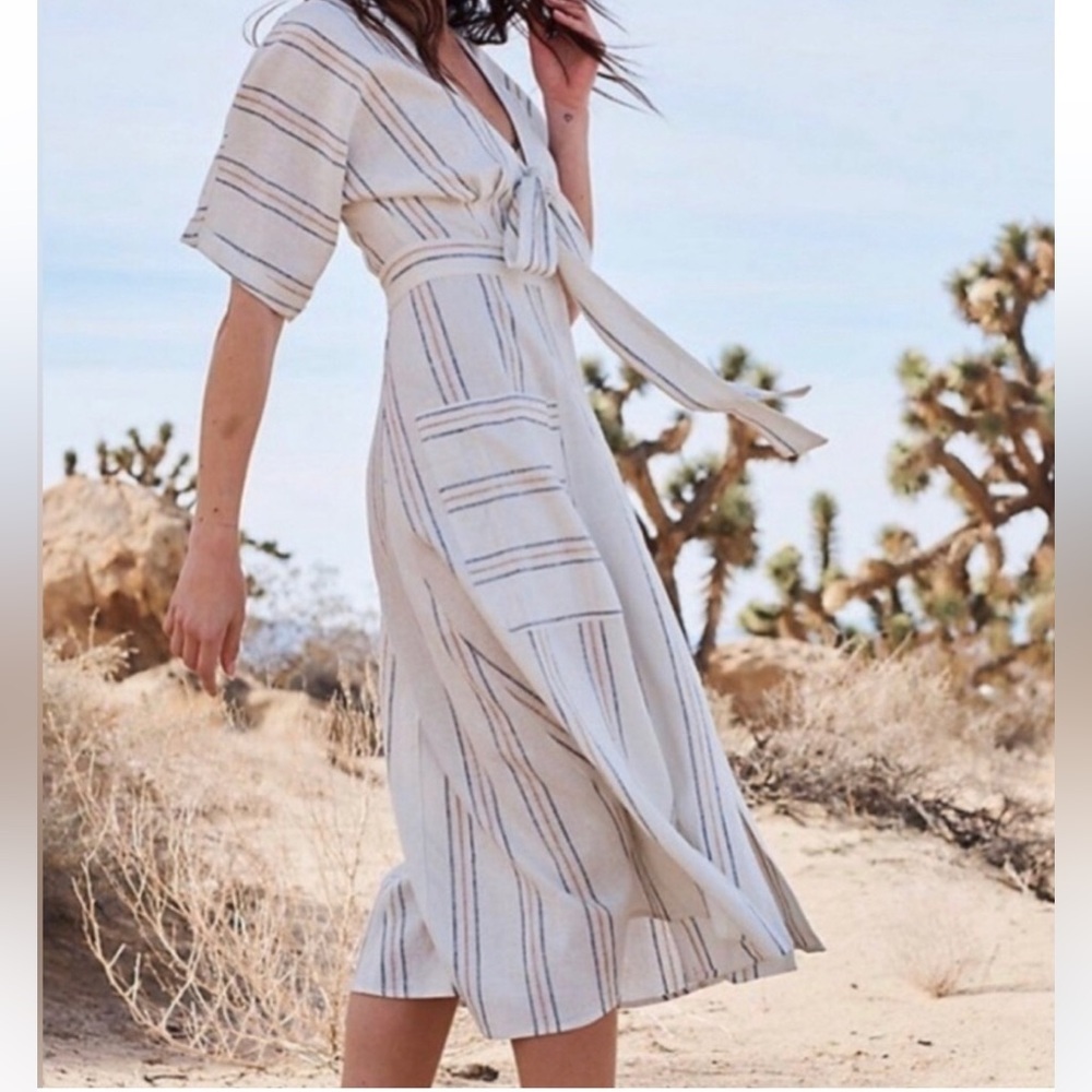 Cream Striped Maxi Dress